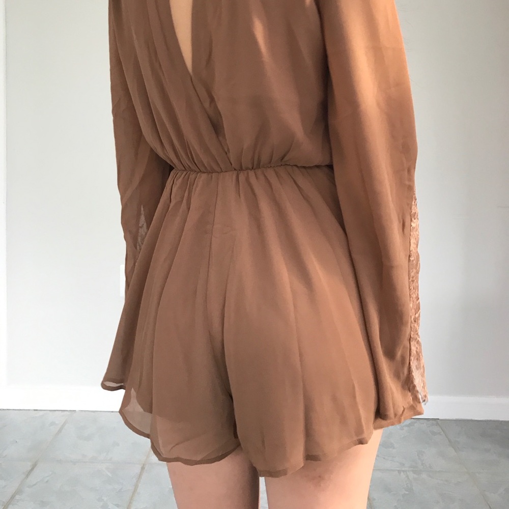 Paige - Khaki Lace Romper - Picture 2 of 6